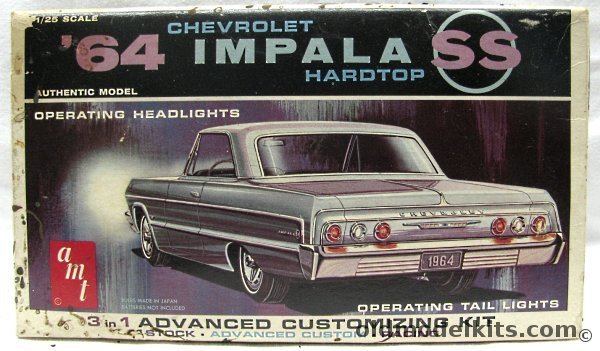 AMT 1/25 1964 Chevrolet Impala SS 409 - With Operating Headlights and Tail Lights - 3 in 1 George Barris Customizing Kit, 6724-200 plastic model kit